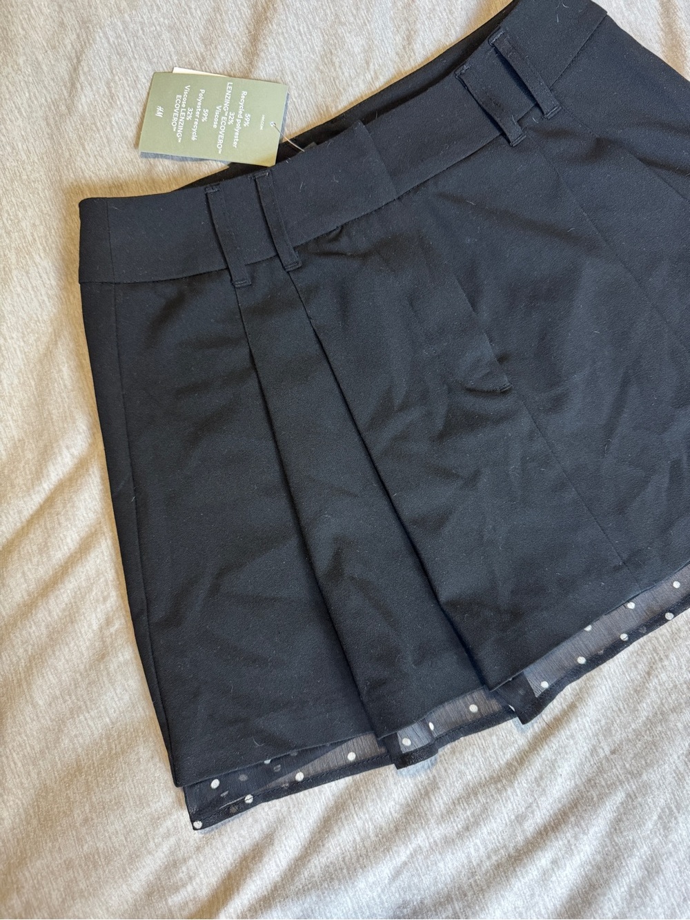 H&M Black Mini Skirt Polka Dot Hem - Picture 4 of 7